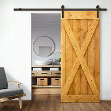 Load image into Gallery viewer, X Series Stained Knotty Pine Wood Sliding DIY Barn Door with Hardware Kit