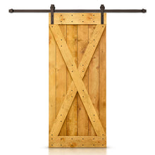 Load image into Gallery viewer, X Series Stained Knotty Pine Wood Sliding DIY Barn Door with Hardware Kit