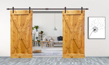 Load image into Gallery viewer, X Series Pre Assembled Stained Wood Interior Double Sliding Barn Door with Hardware Kit