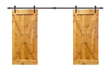 Load image into Gallery viewer, X Series Pre Assembled Stained Wood Interior Double Sliding Barn Door with Hardware Kit