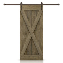 Load image into Gallery viewer, X Bar Pre-assembled Stained Wood Sliding Barn Door with Hardware Kit