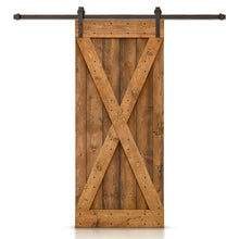 Load image into Gallery viewer, X Series Stained Knotty Pine Wood Sliding DIY Barn Door with Hardware Kit