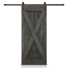 Load image into Gallery viewer, X Bar Pre-assembled Stained Wood Sliding Barn Door with Hardware Kit