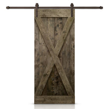 Load image into Gallery viewer, X Series Stained Knotty Pine Wood Sliding DIY Barn Door with Hardware Kit