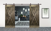 Load image into Gallery viewer, X Series Pre Assembled Stained Wood Interior Double Sliding Barn Door with Hardware Kit