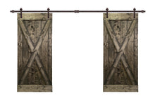 Load image into Gallery viewer, X Series Pre Assembled Stained Wood Interior Double Sliding Barn Door with Hardware Kit