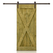 Load image into Gallery viewer, X Bar Pre-assembled Stained Wood Sliding Barn Door with Hardware Kit