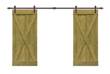 Load image into Gallery viewer, X Series Stained Solid Pine Interior Double Sliding Barn Door With Hardware Kit