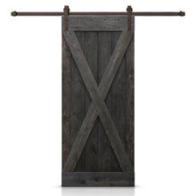 Load image into Gallery viewer, X Bar Pre-assembled Stained Wood Sliding Barn Door with Hardware Kit
