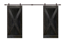 Load image into Gallery viewer, X Series Pre Assembled Stained Wood Interior Double Sliding Barn Door with Hardware Kit