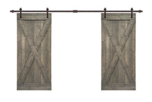 Load image into Gallery viewer, X Series Stained Solid Pine Interior Double Sliding Barn Door With Hardware Kit