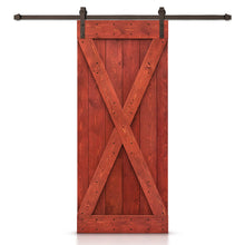 Load image into Gallery viewer, X Series Stained Knotty Pine Wood Sliding DIY Barn Door with Hardware Kit