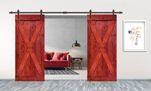 Load image into Gallery viewer, X Series Pre Assembled Stained Wood Interior Double Sliding Barn Door with Hardware Kit