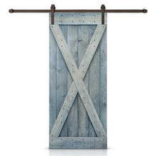 Load image into Gallery viewer, X Bar Pre-assembled Stained Wood Sliding Barn Door with Hardware Kit