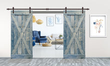 Load image into Gallery viewer, X Series Stained Solid Pine Interior Double Sliding Barn Door With Hardware Kit