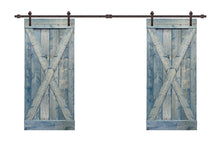 Load image into Gallery viewer, X Series Stained Solid Pine Interior Double Sliding Barn Door With Hardware Kit