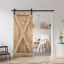 Load image into Gallery viewer, X Bar Pre-assembled Stained Wood Sliding Barn Door with Hardware Kit