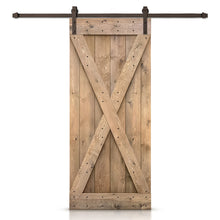 Load image into Gallery viewer, X Series Stained Knotty Pine Wood Sliding DIY Barn Door with Hardware Kit