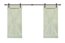 Load image into Gallery viewer, X Series Stained Solid Pine Interior Double Sliding Barn Door With Hardware Kit