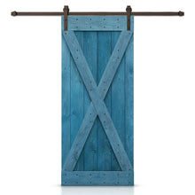 Load image into Gallery viewer, X Series Stained Knotty Pine Wood Sliding DIY Barn Door with Hardware Kit