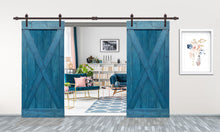 Load image into Gallery viewer, X Series Pre Assembled Stained Wood Interior Double Sliding Barn Door with Hardware Kit