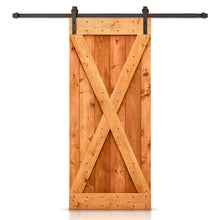 Load image into Gallery viewer, X Series Stained Knotty Pine Wood Sliding DIY Barn Door with Hardware Kit