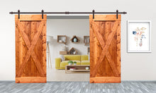 Load image into Gallery viewer, X Series Pre Assembled Stained Wood Interior Double Sliding Barn Door with Hardware Kit