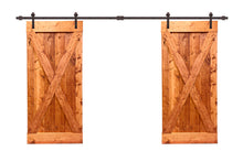 Load image into Gallery viewer, X Series Pre Assembled Stained Wood Interior Double Sliding Barn Door with Hardware Kit