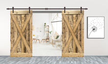 Load image into Gallery viewer, X Series Pre Assembled Stained Wood Interior Double Sliding Barn Door with Hardware Kit