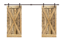 Load image into Gallery viewer, X Series Stained Solid Pine Interior Double Sliding Barn Door With Hardware Kit