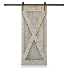 Load image into Gallery viewer, X Bar Pre-assembled Stained Wood Sliding Barn Door with Hardware Kit