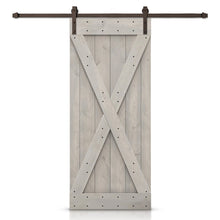 Load image into Gallery viewer, X Series Stained Knotty Pine Wood Sliding DIY Barn Door with Hardware Kit