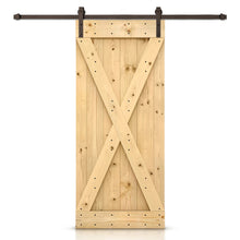 Load image into Gallery viewer, X Series Stained Knotty Pine Wood Sliding DIY Barn Door with Hardware Kit