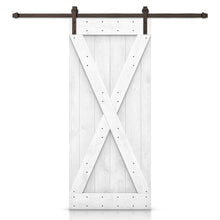 Load image into Gallery viewer, X Series Stained Knotty Pine Wood Sliding DIY Barn Door with Hardware Kit