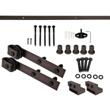 Load image into Gallery viewer, Mid-X Bar Pre-assembled Stained Wood Sliding Barn Door with Hardware Kit