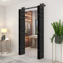Load image into Gallery viewer, 6 Panel MDF Composite Double Bi-Fold Barn Doors with Sliding Hardware Kit