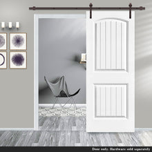 Load image into Gallery viewer, Elegant Series Composite MDF 2 Panel Camber Top Interior Barn Door Slab