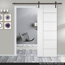 Load image into Gallery viewer, Metropolitan Stained Composite MDF Paneled Interior Barn Door Slab