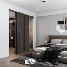 Load image into Gallery viewer, 72 in. Black Aluminum Sliding Bypass Track and Hardware Set for 2 Door System