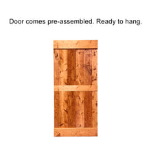 Load image into Gallery viewer, Mid-Bar Pre Assembled Stained Wood Interior Double Sliding Barn Door with Hardware Kit