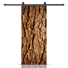 Load image into Gallery viewer, Artisan Print Series Tree Bark Modern Barn Door with Sliding Door Hardware Kit
