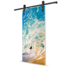 Load image into Gallery viewer, Artisan Print Series Ocean Wave Modern Barn Door with Sliding Door Hardware Kit
