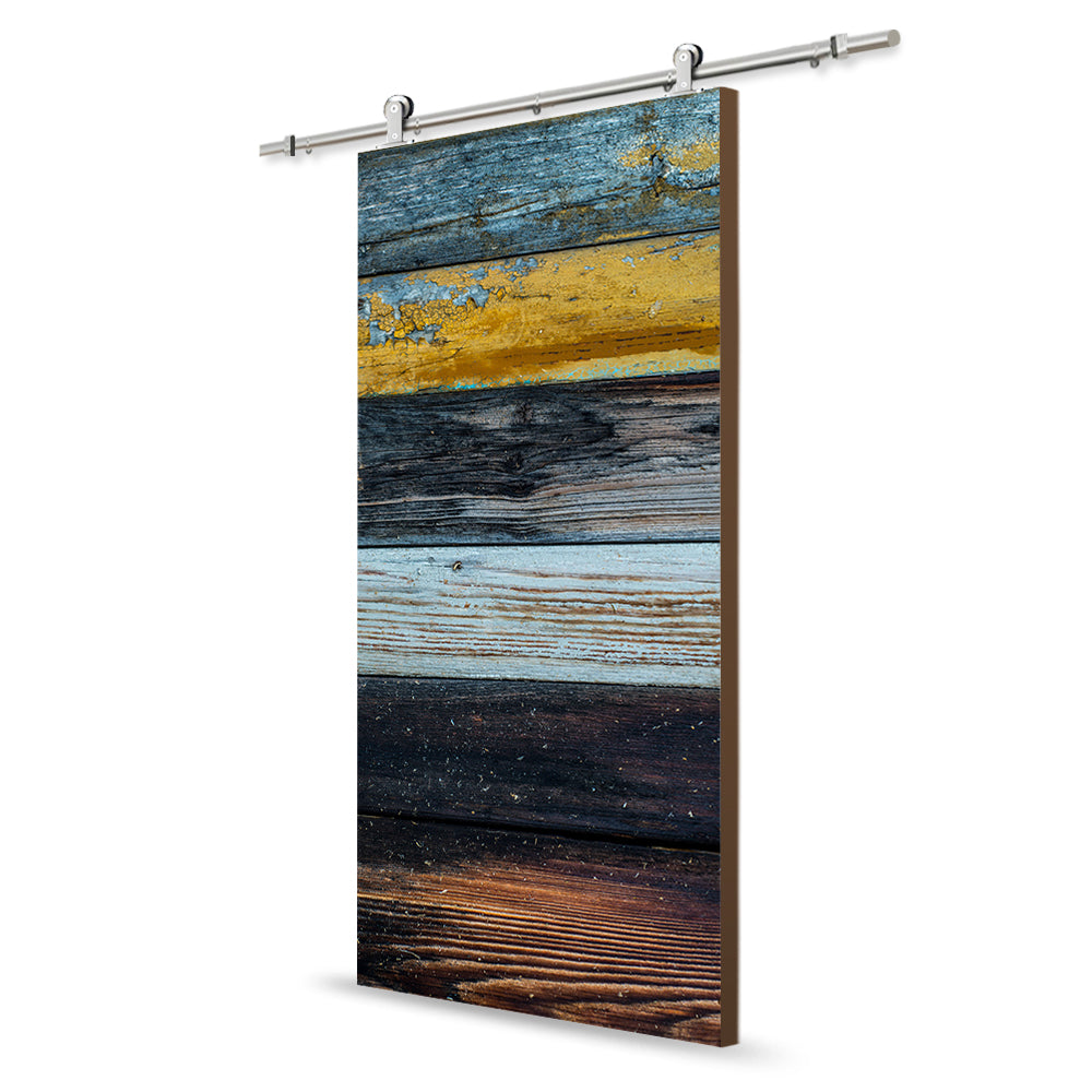 Artisan Print Series Muti Color Wood Modern Barn Door with Sliding Door Hardware Kit