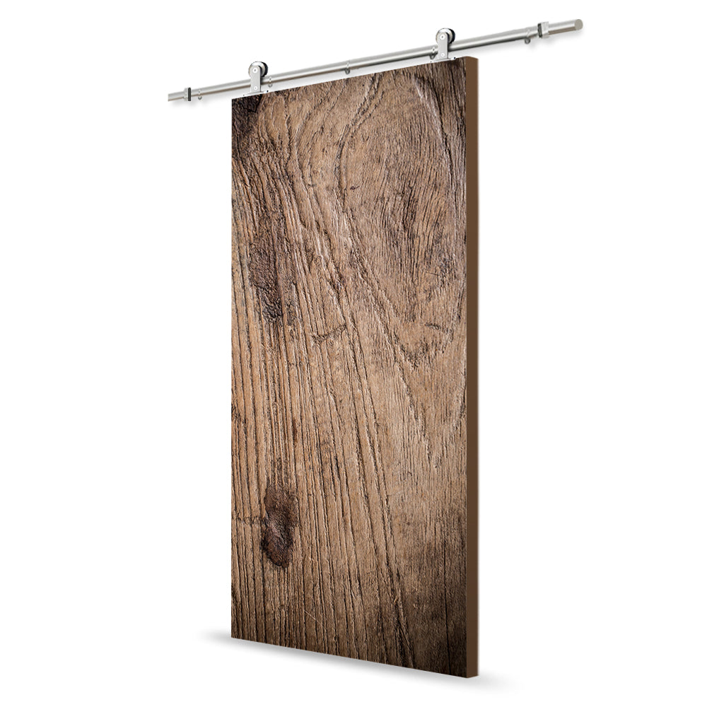 Artisan Print Series Old Knotted Wood Modern Barn Door with Sliding Door Hardware Kit