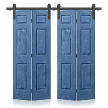 Load image into Gallery viewer, 6 Panel MDF Composite Double Bi-Fold Stain Barn Doors with Sliding Hardware Kit
