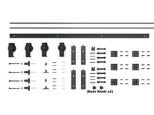 Load image into Gallery viewer, Mid-Bar Series Solid Core DIY Wood Double Bi-Fold Barn Door with Sliding Hardware Kit
