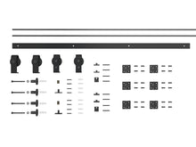 Load image into Gallery viewer, Hollow Core Black Composite Textured Double Bi-fold Door with Sliding Barn Door Hardware Kit
