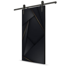 Load image into Gallery viewer, Artisan Print Series Black and Gold Modern Barn Door with Sliding Door Hardware Kit
