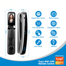 Load image into Gallery viewer, Smart 3D Face Recognition Door Lock, WiFi Video Door Lock with Camera, Video Doorbell, Fingerprint, IC Card Entry
