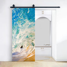 Load image into Gallery viewer, Artisan Print Series Ocean Wave Modern Barn Door with Sliding Door Hardware Kit
